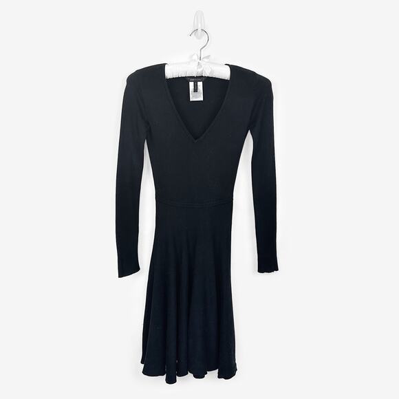BCBGMaxAzria Anaya Mini Dress Extra Small Black Silk Cotton Blend Minimalist - Picture 1 of 4